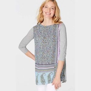 J.Jill Patchwork Printed Tunic with shirred Back Size Large
